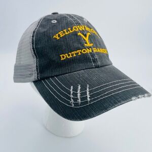 Yellowstone Dutton Ranch Gray Distressed Trucker Hat Baseball Cap